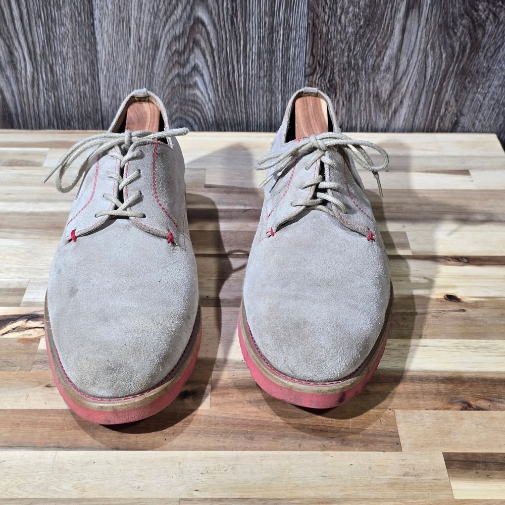 J.D. Fisk Men's 8.5 Tan Suede Red Sole Buck Oxford‎ Shoes Casual Contrast Stitch